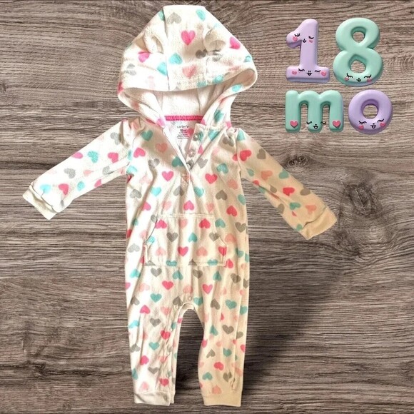 Carter's Other - Carter’s 18mo 💜 hooded body suit w front pocket. Excellent Cndtn.